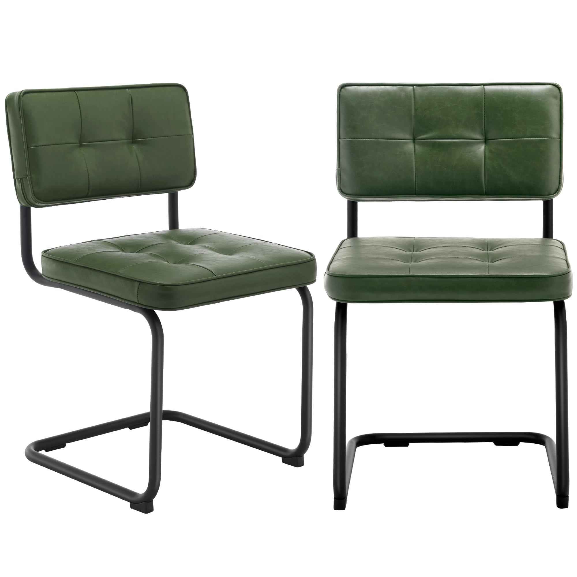 ONEVOG green upholstered kitchen dining chairs with curved backs