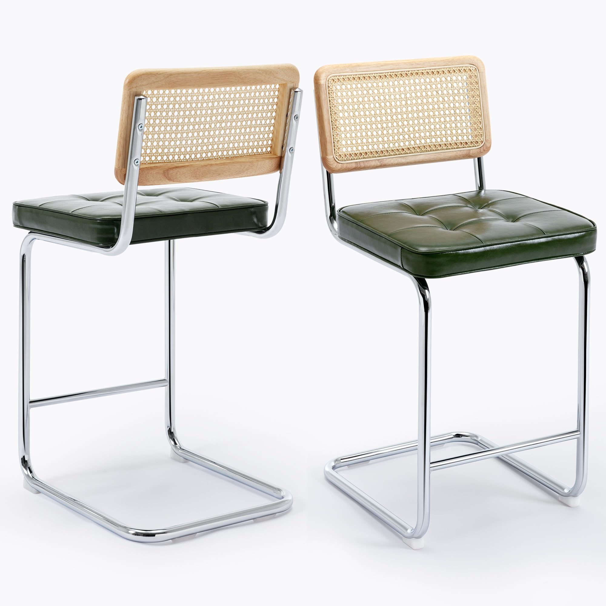 ONEVOG olive green rattan counter stools